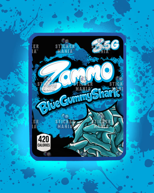Zammo Blue Gummy Shark | Pre-Made Sticker Bag | 3.5g