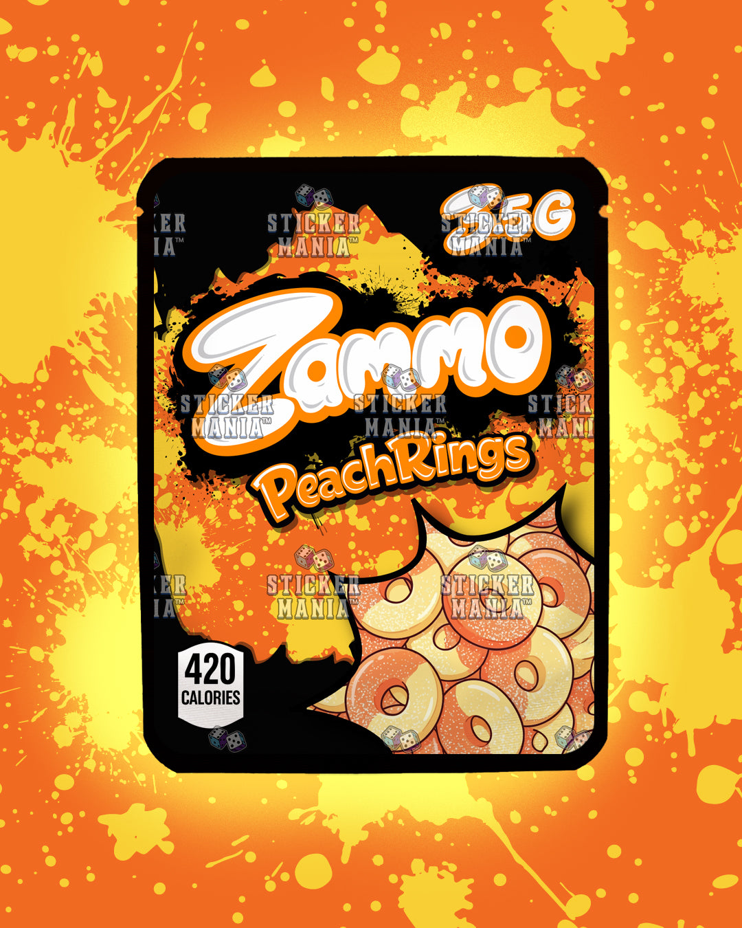 Zammo Peach Rings | Pre-Made Sticker Bag | 3.5g