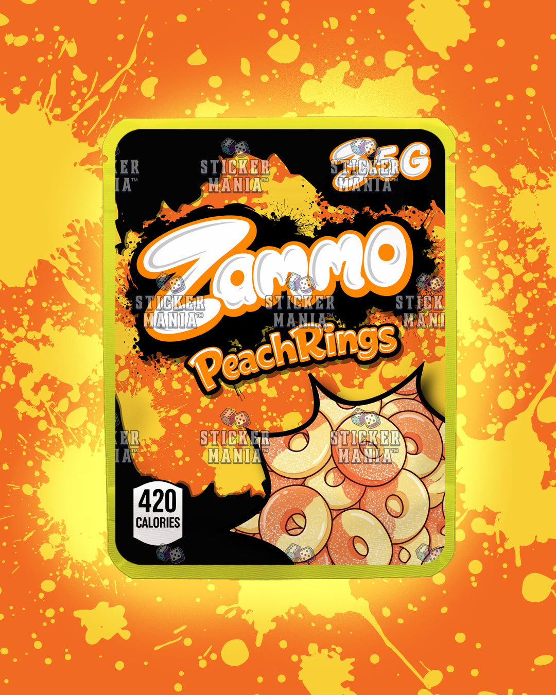 Zammo Peach Rings | Pre-Made Sticker Bag | 3.5g