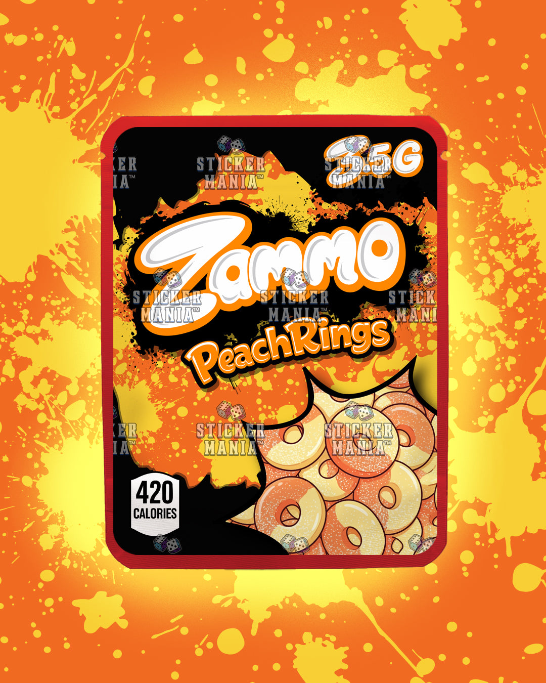 Zammo Peach Rings | Pre-Made Sticker Bag | 3.5g