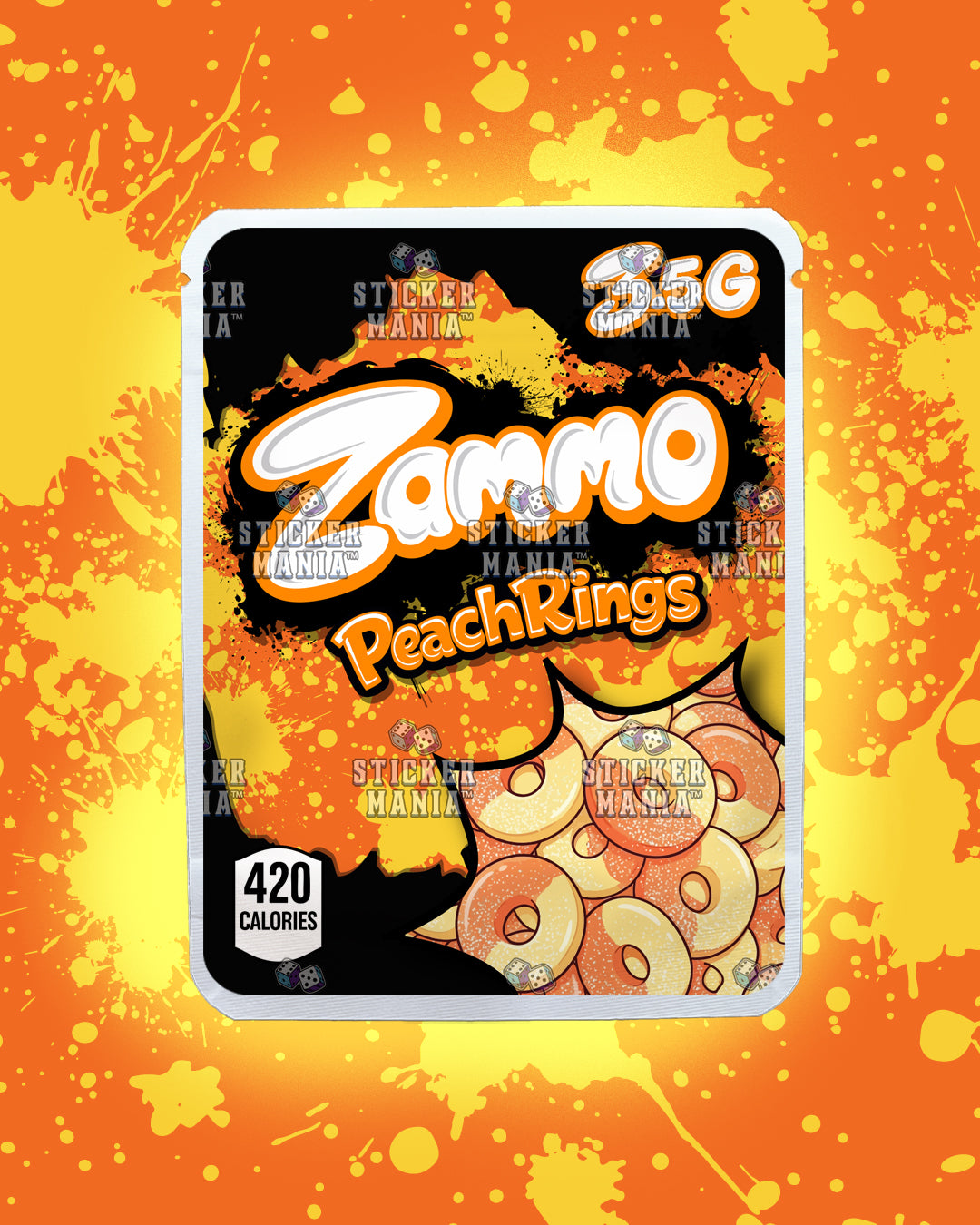 Zammo Peach Rings | Pre-Made Sticker Bag | 3.5g