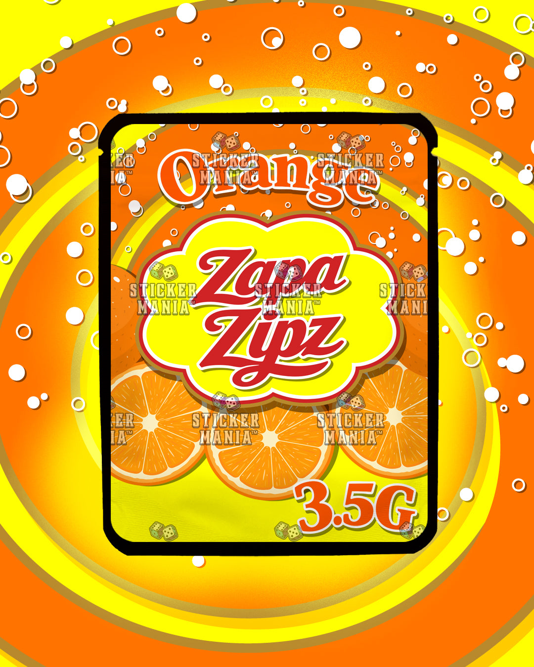 Zapa Zipz Orange | Pre-Made Sticker Bag | 3.5g