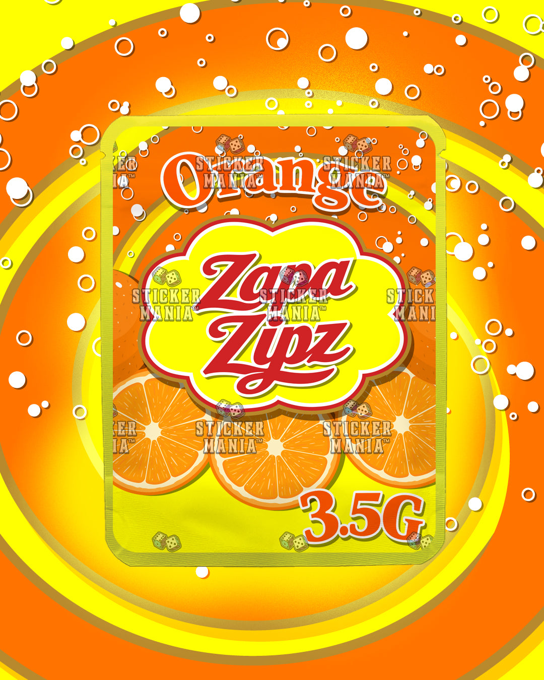 Zapa Zipz Orange | Pre-Made Sticker Bag | 3.5g