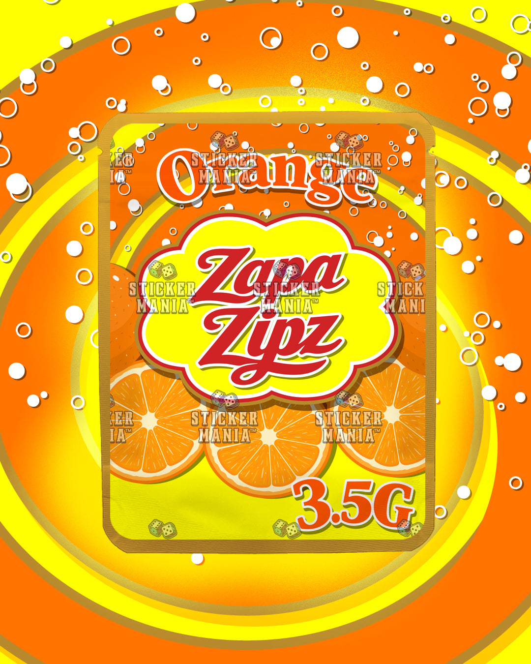 Zapa Zipz Orange | Pre-Made Sticker Bag | 3.5g