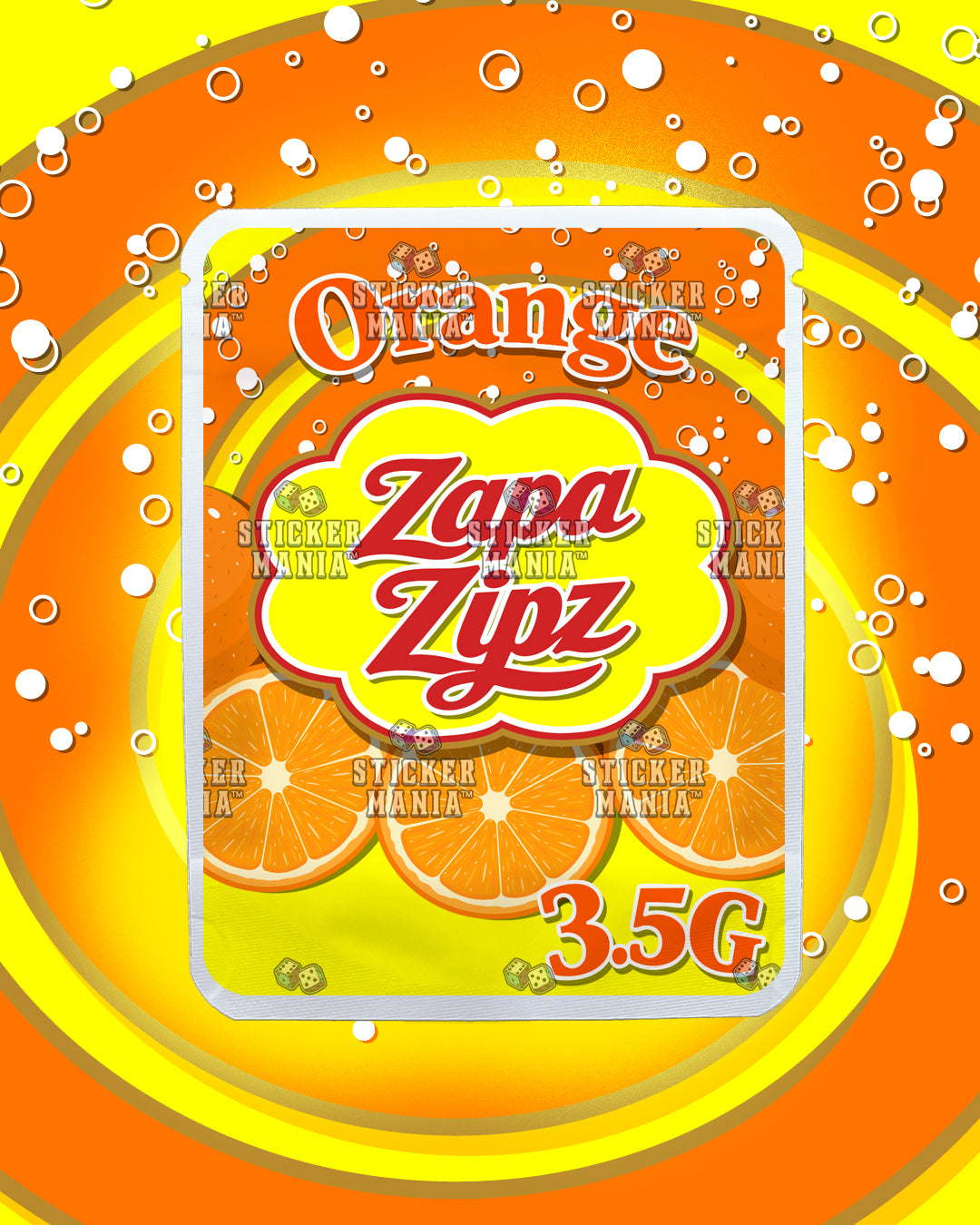 Zapa Zipz Orange | Pre-Made Sticker Bag | 3.5g