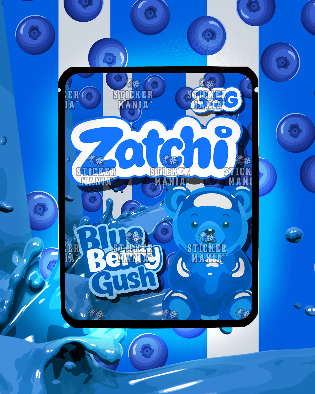 Zatchi Blueberry Gush | Pre-Made Sticker Bag | 3.5g
