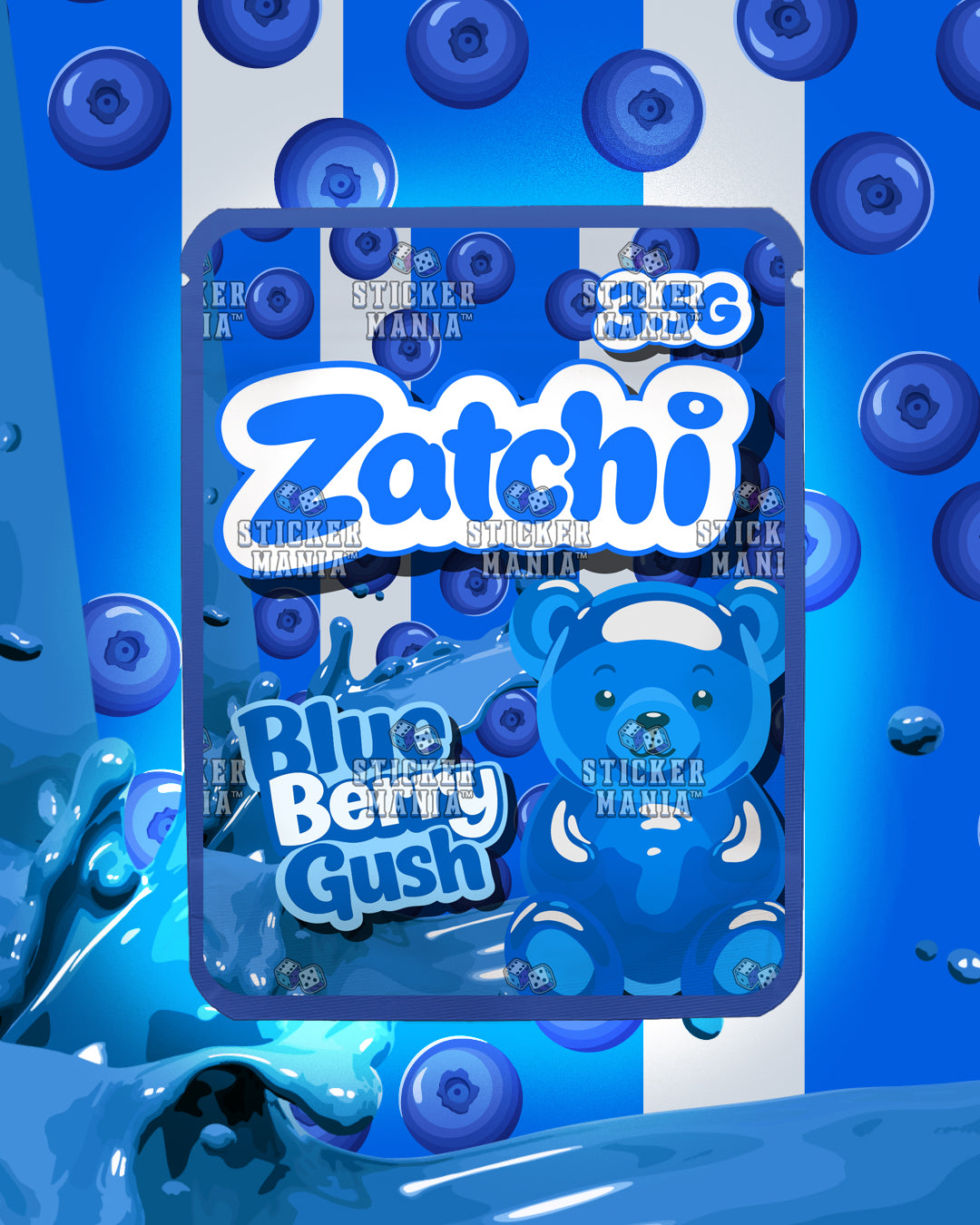 Zatchi Blueberry Gush | Pre-Made Sticker Bag | 3.5g