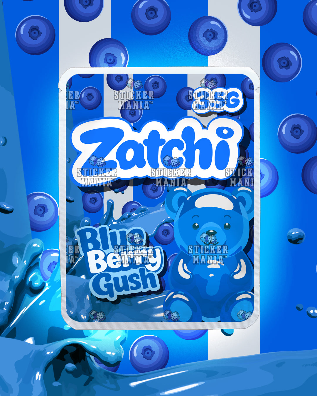 Zatchi Blueberry Gush | Pre-Made Sticker Bag | 3.5g