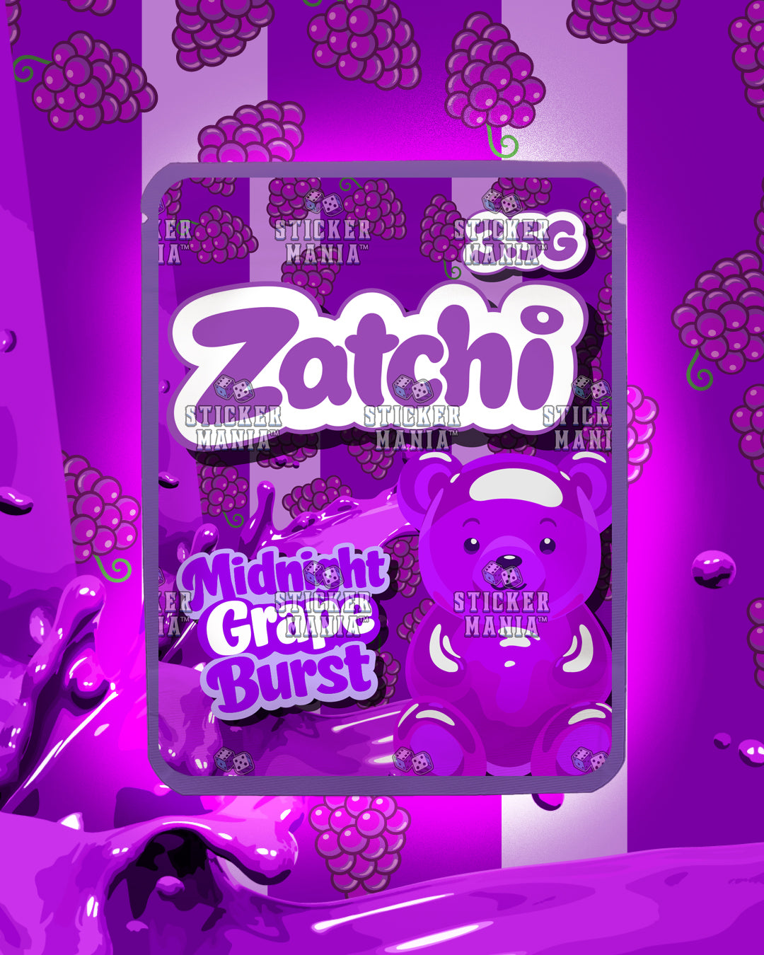 Zatchi Midnight Grape Burst | Pre-Made Sticker Bag | 3.5g