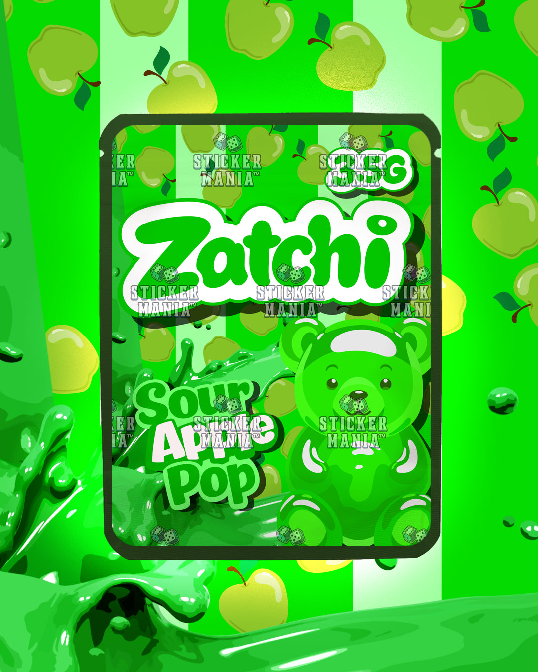 Zatchi Sour Apple Pop | Pre-Made Sticker Bag | 3.5g