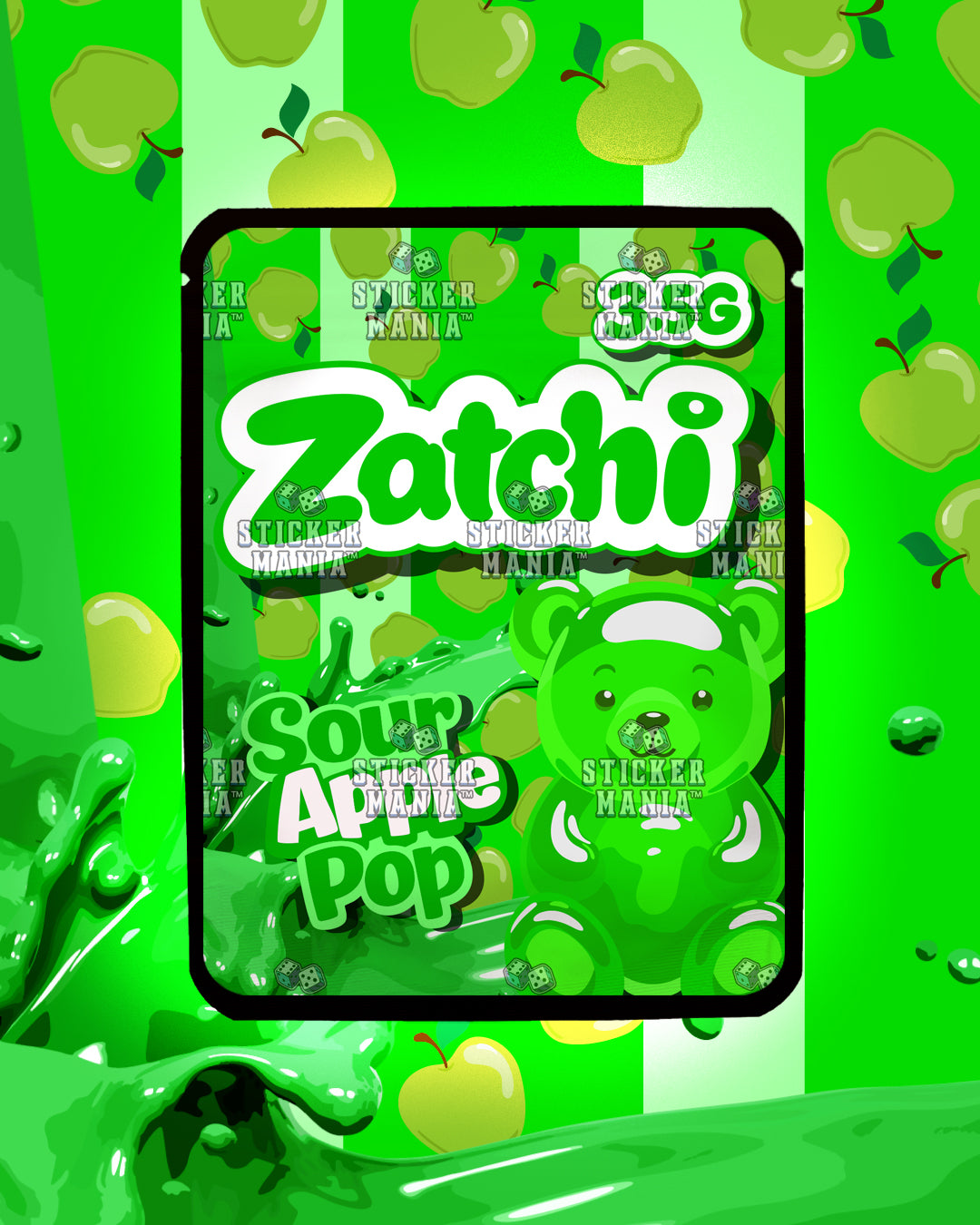 Zatchi Sour Apple Pop | Pre-Made Sticker Bag | 3.5g