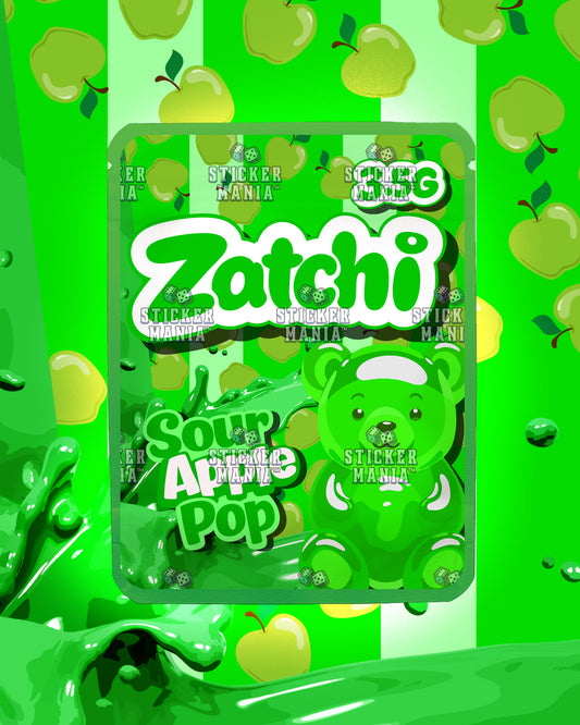 Zatchi Sour Apple Pop | Pre-Made Sticker Bag | 3.5g