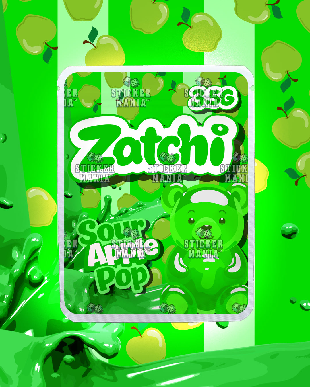 Zatchi Sour Apple Pop | Pre-Made Sticker Bag | 3.5g