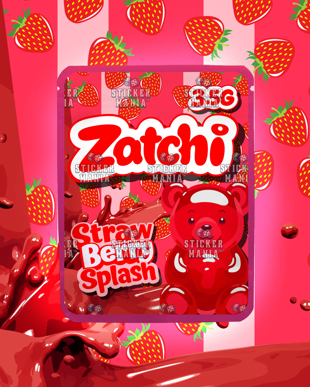Zatchi Strawberry Splash | Pre-Made Sticker Bag | 3.5g