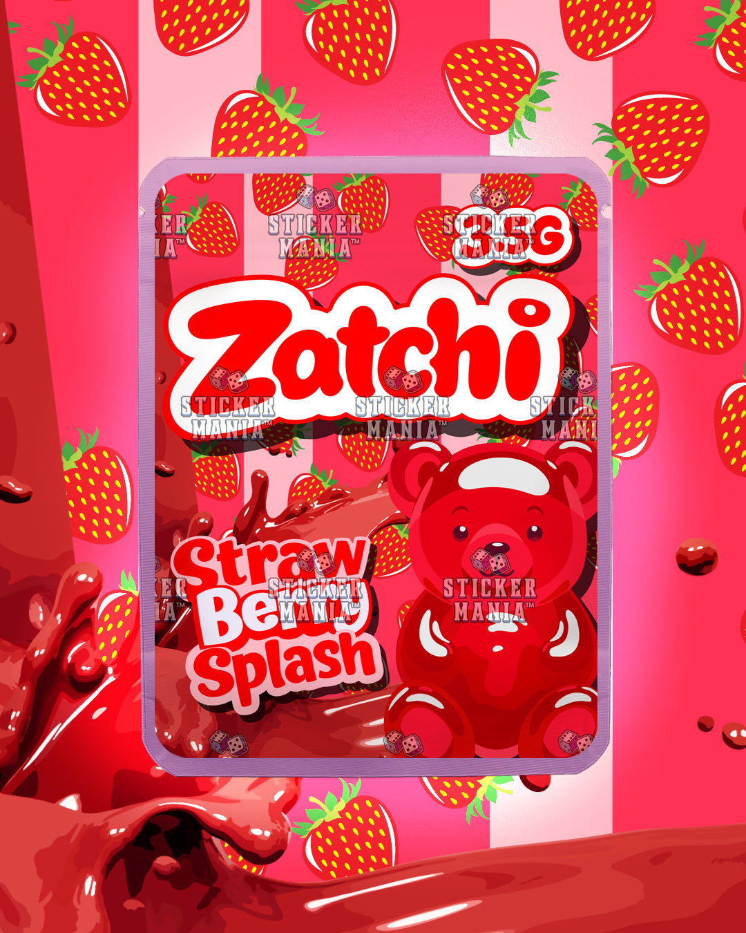 Zatchi Strawberry Splash | Pre-Made Sticker Bag | 3.5g