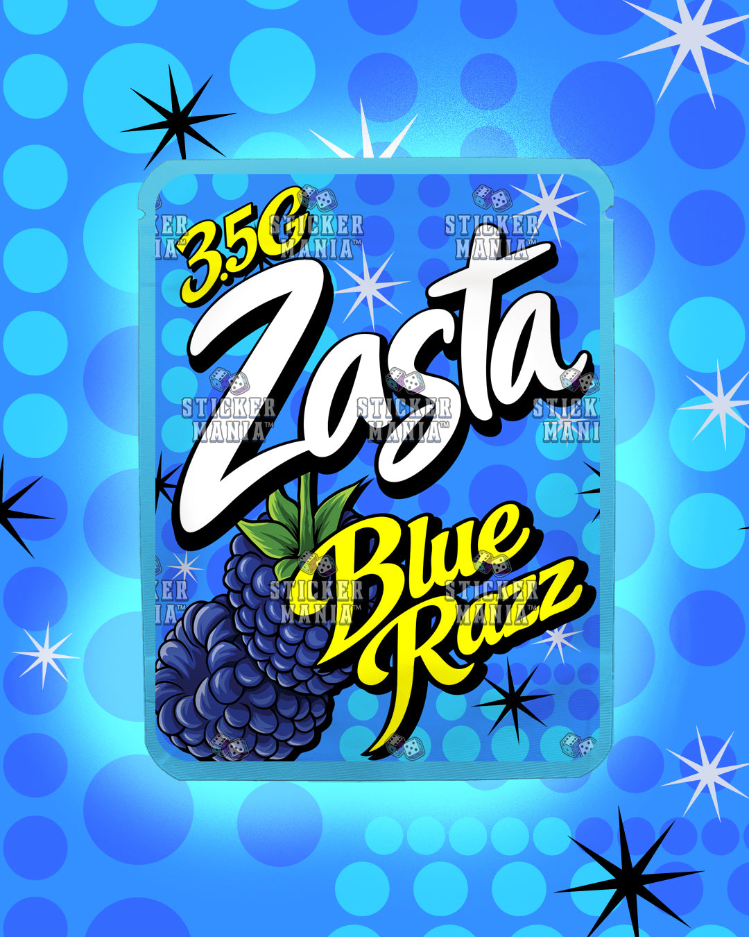 Zasta Blue Razz | Pre-Made Sticker Bag | 3.5g