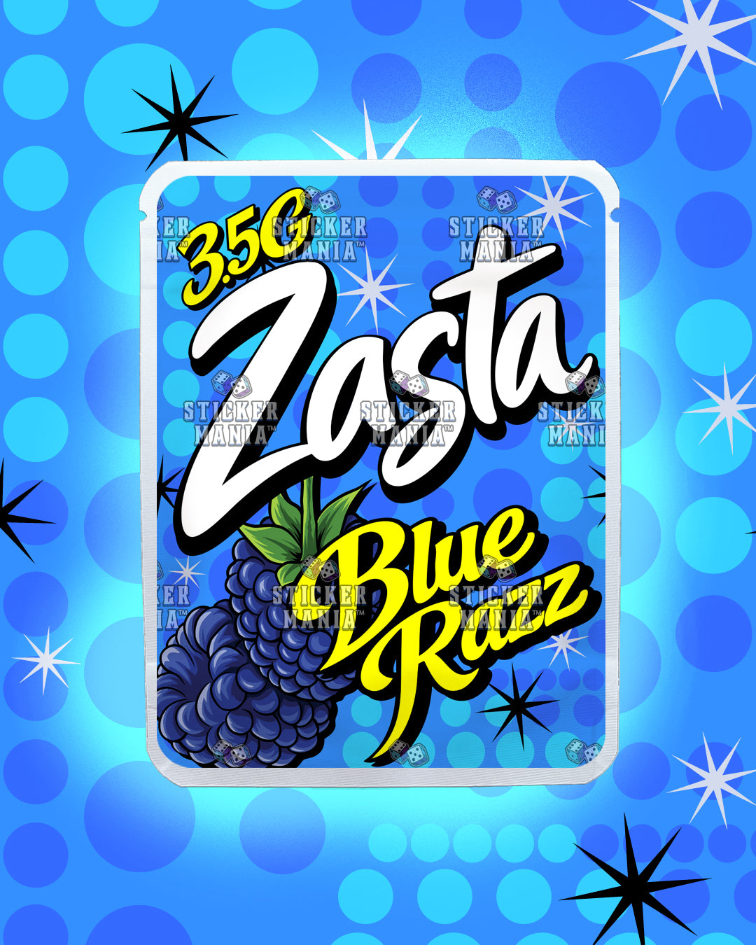 Zasta Blue Razz | Pre-Made Sticker Bag | 3.5g