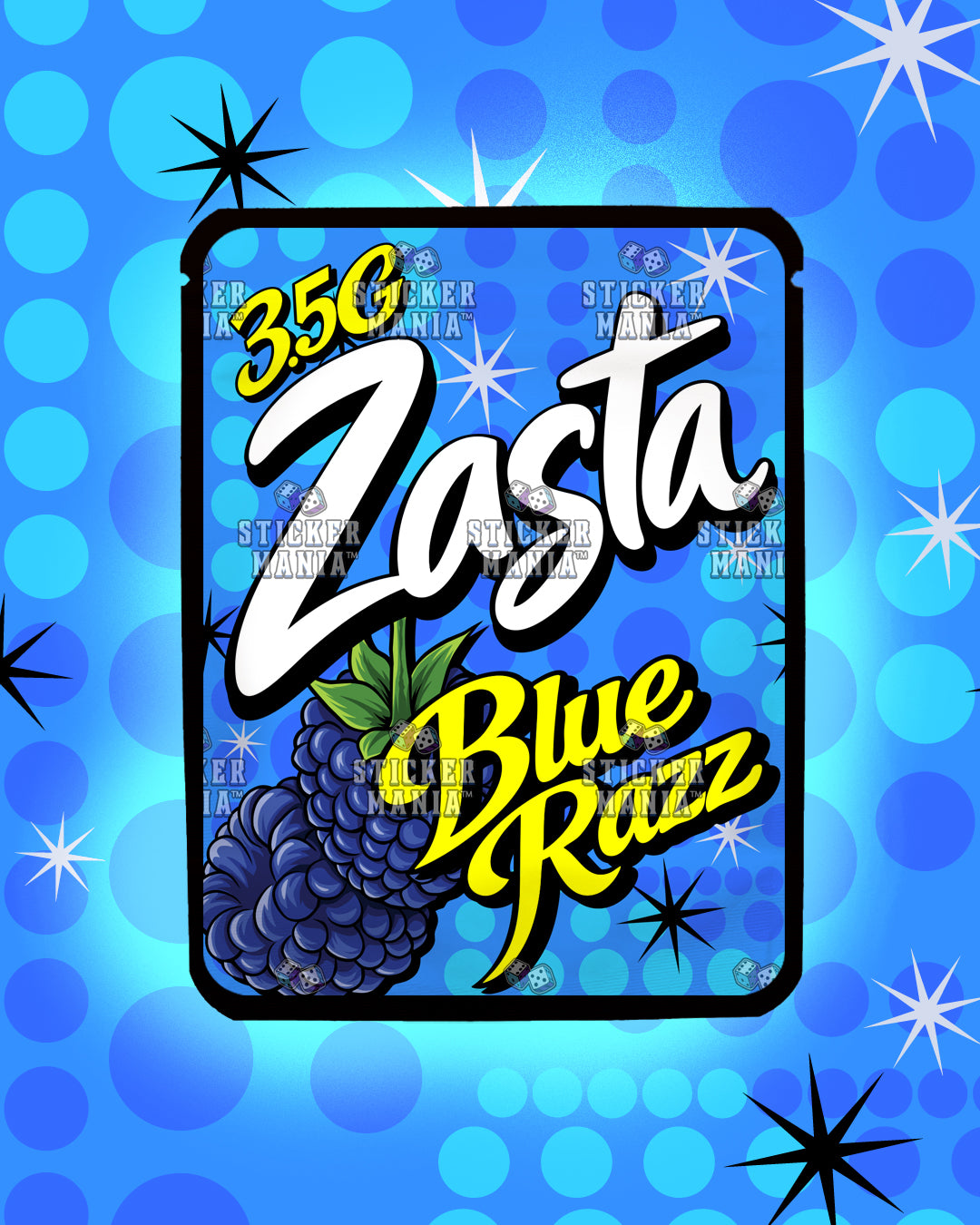 Zasta Blue Razz | Pre-Made Sticker Bag | 3.5g