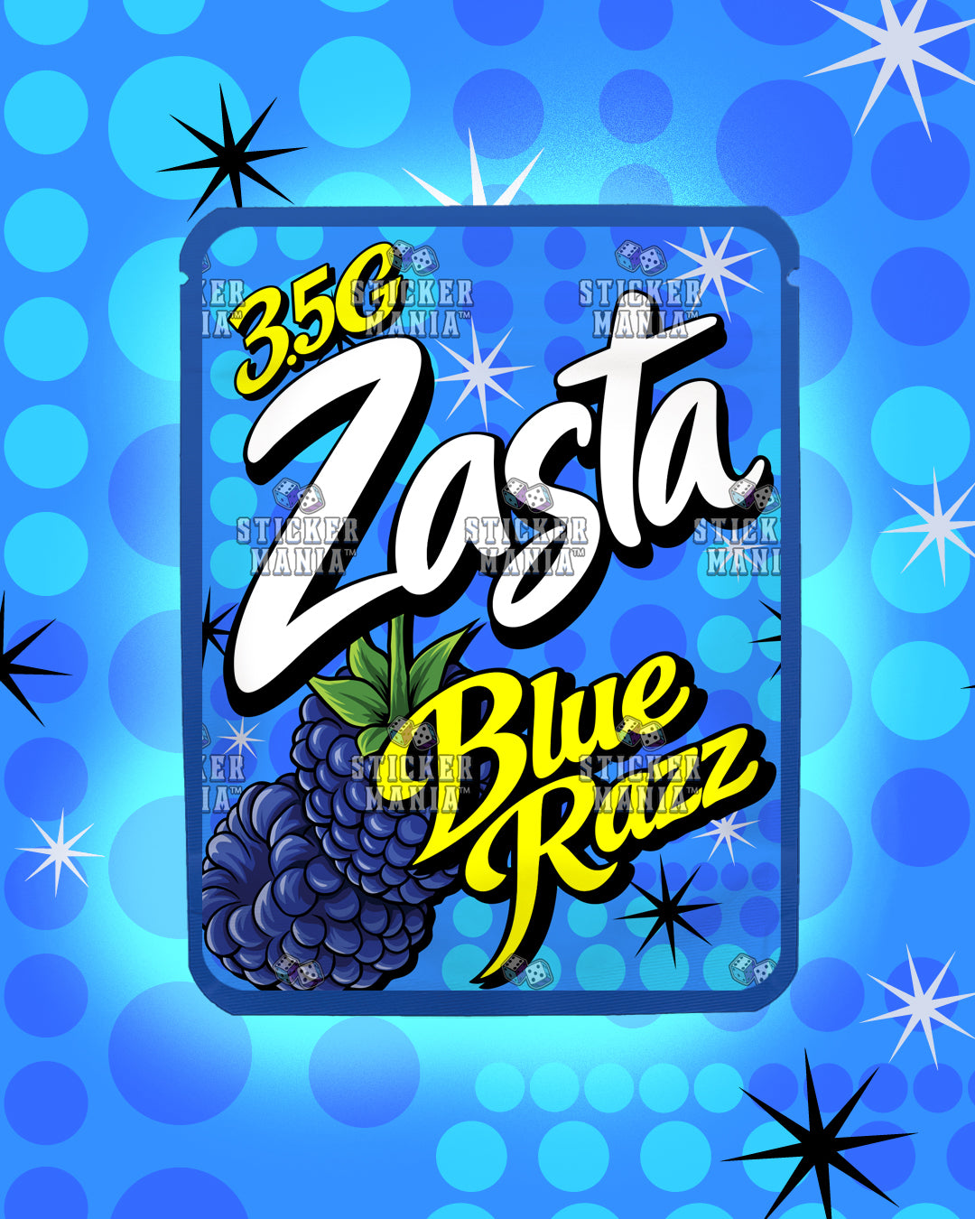 Zasta Blue Razz | Pre-Made Sticker Bag | 3.5g