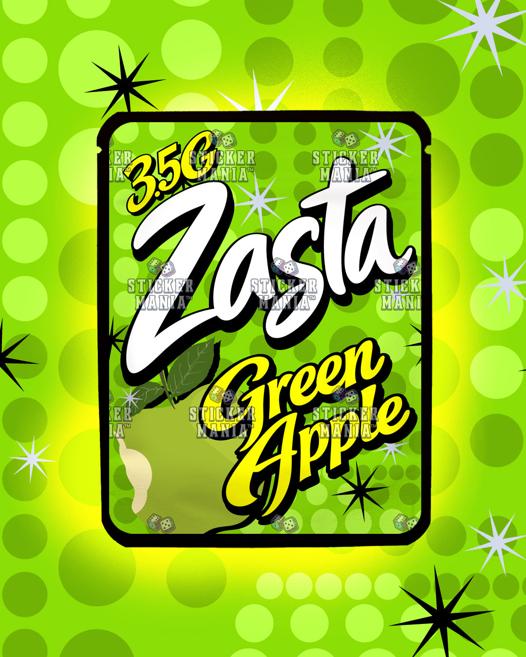 Zasta Green Apple | Pre-Made Sticker Bag | 3.5g