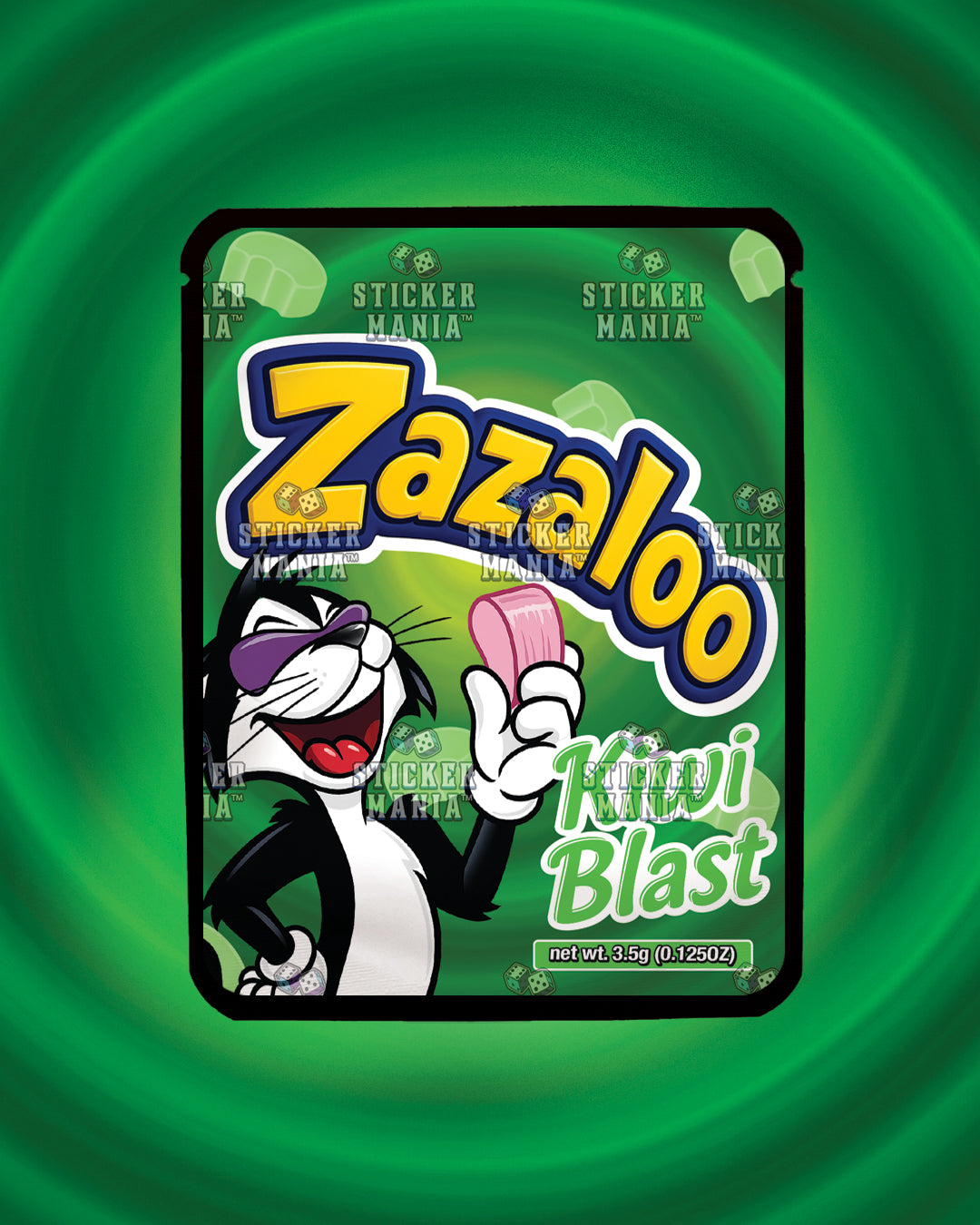 Zazaloo Kiwi Blast | Pre-Made Sticker Bag | 3.5g