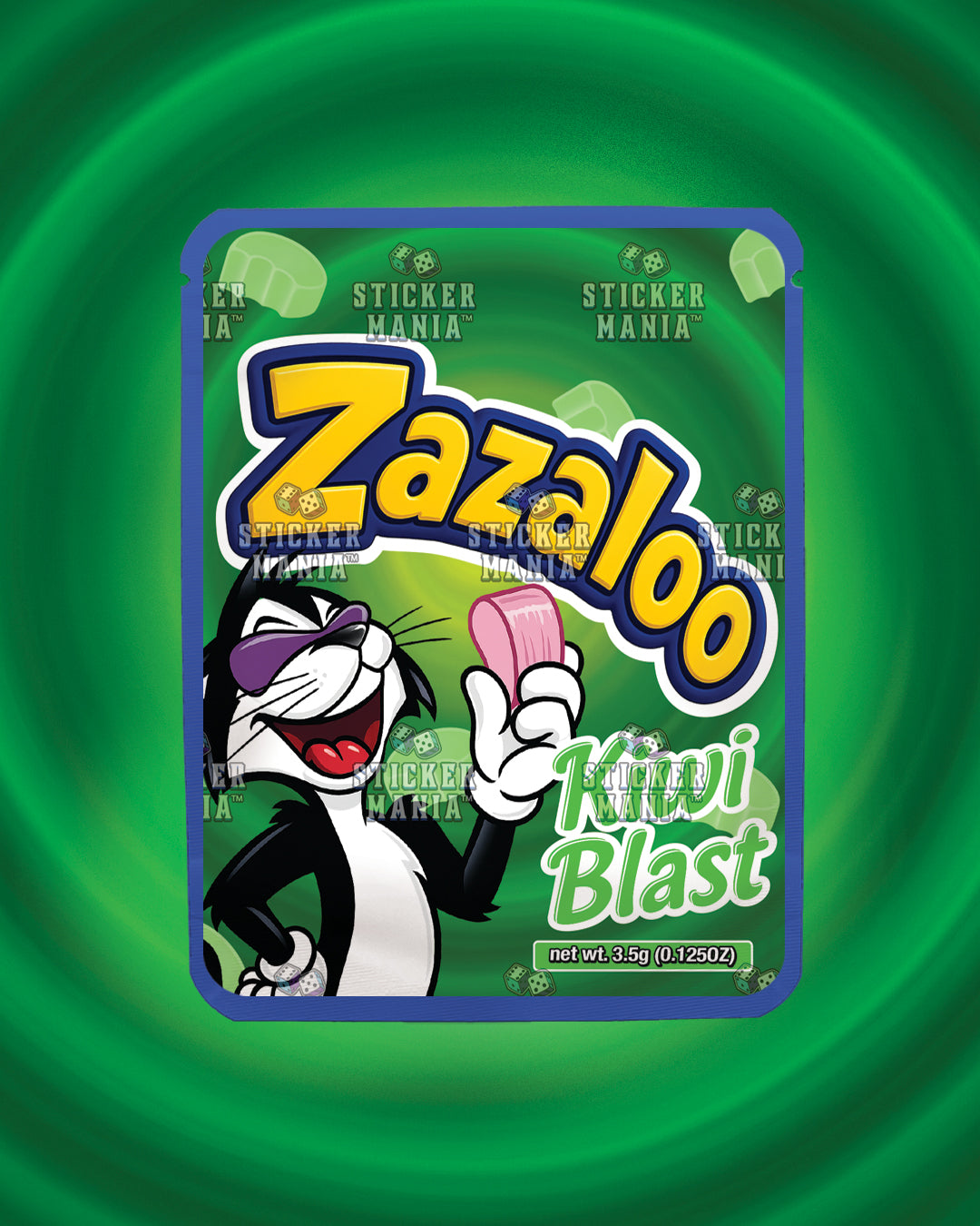 Zazaloo Kiwi Blast | Pre-Made Sticker Bag | 3.5g