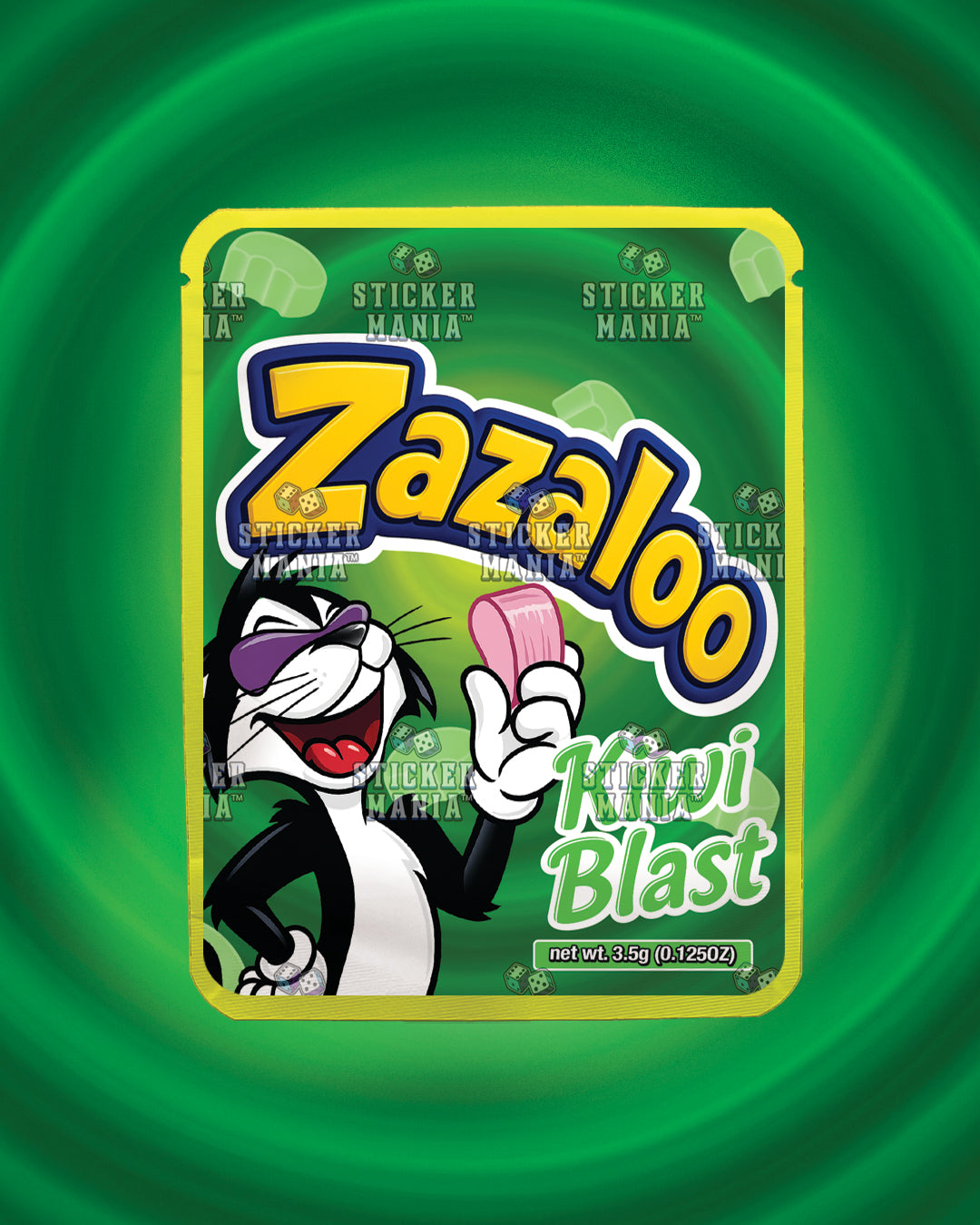 Zazaloo Kiwi Blast | Pre-Made Sticker Bag | 3.5g