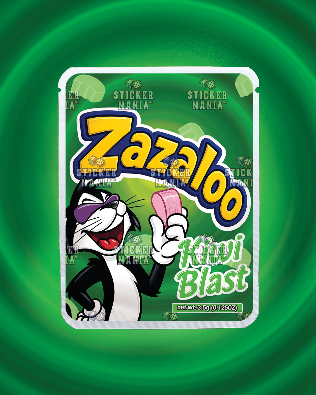 Zazaloo Kiwi Blast | Pre-Made Sticker Bag | 3.5g