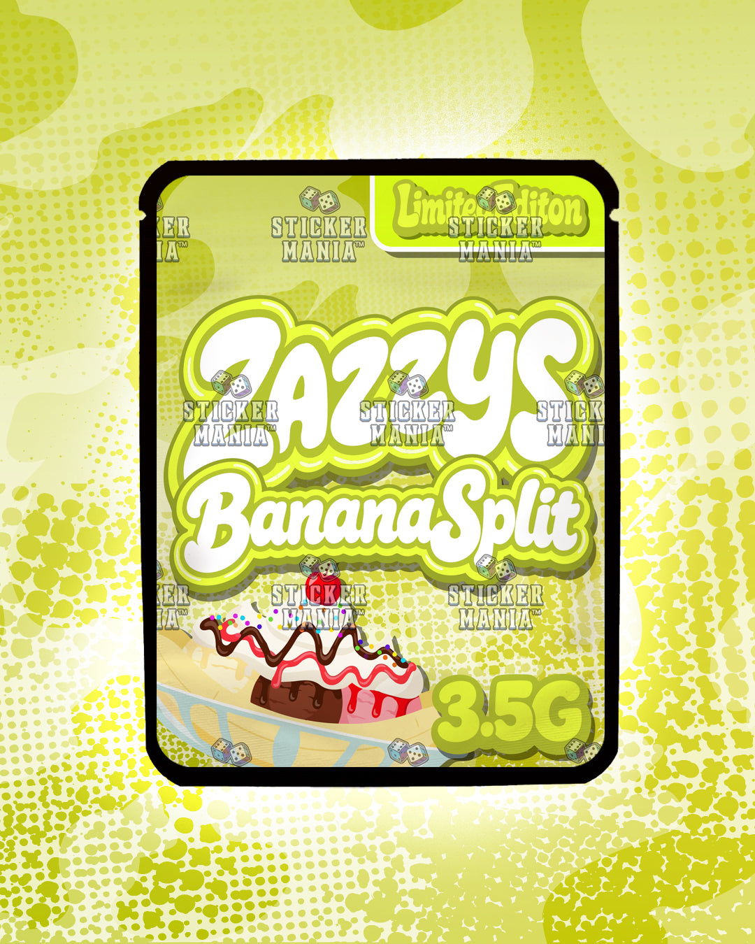 Zazzys Banana Split | Pre-Made Sticker Bag | 3.5g