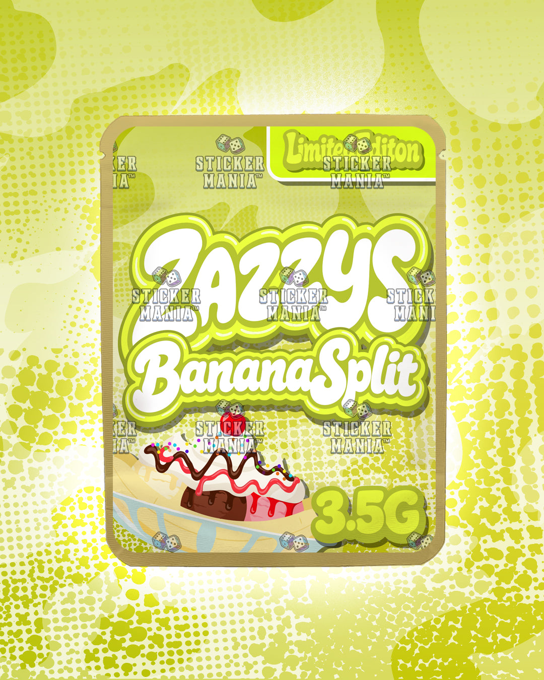 Zazzys Banana Split | Pre-Made Sticker Bag | 3.5g