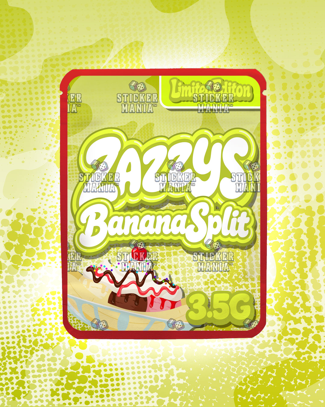 Zazzys Banana Split | Pre-Made Sticker Bag | 3.5g