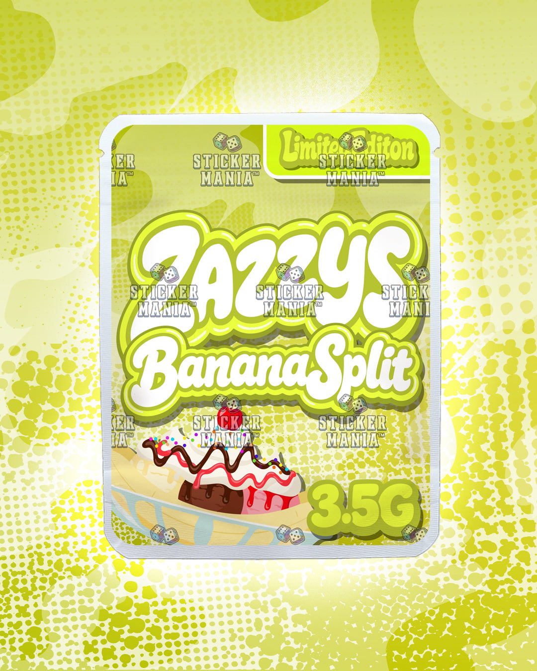Zazzys Banana Split | Pre-Made Sticker Bag | 3.5g