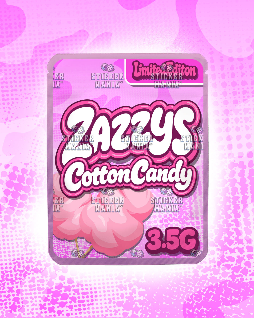 Zazzys Cotton Candy | Pre-Made Sticker Bag | 3.5g