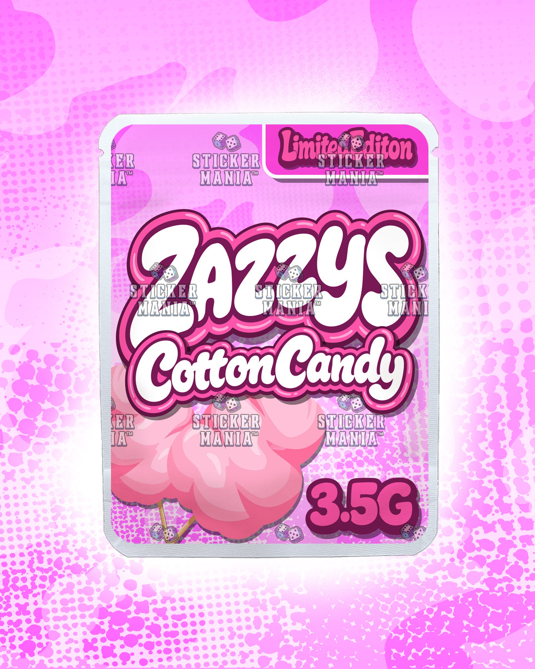 Zazzys Cotton Candy | Pre-Made Sticker Bag | 3.5g