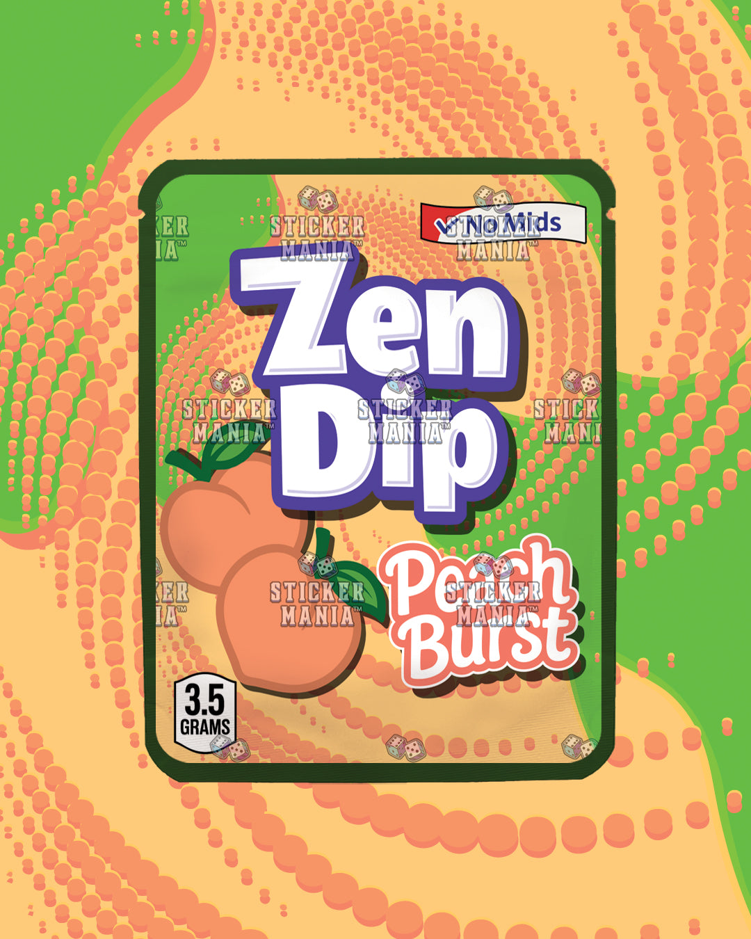 Zen Dip Peach Burst | Pre-Made Sticker Bag | 3.5g