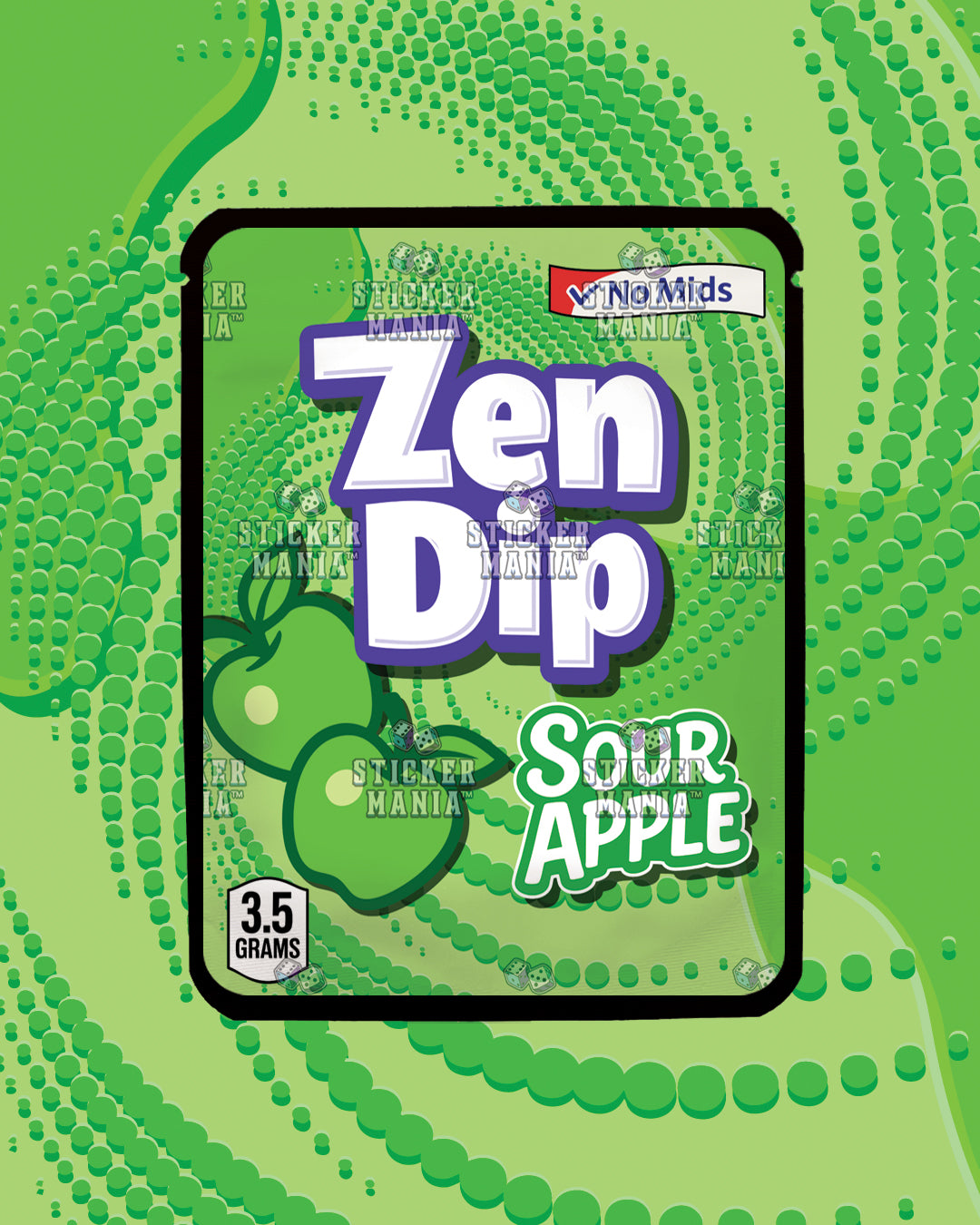 Zen Dip Sour Apple | Pre-Made Sticker Bag | 3.5g