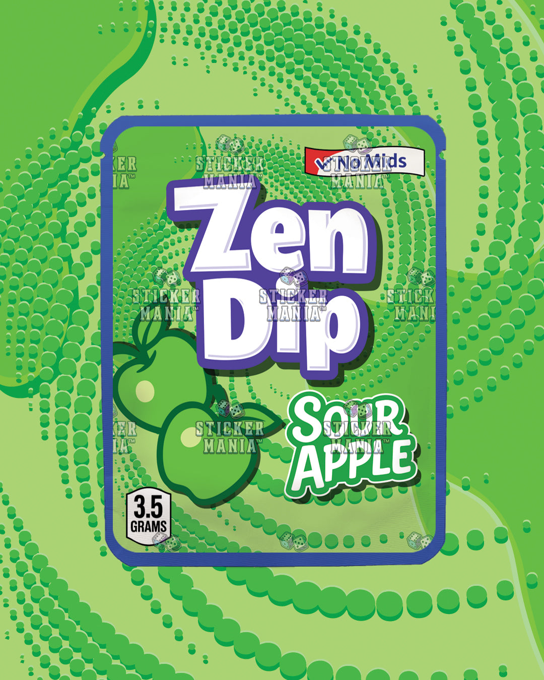 Zen Dip Sour Apple | Pre-Made Sticker Bag | 3.5g