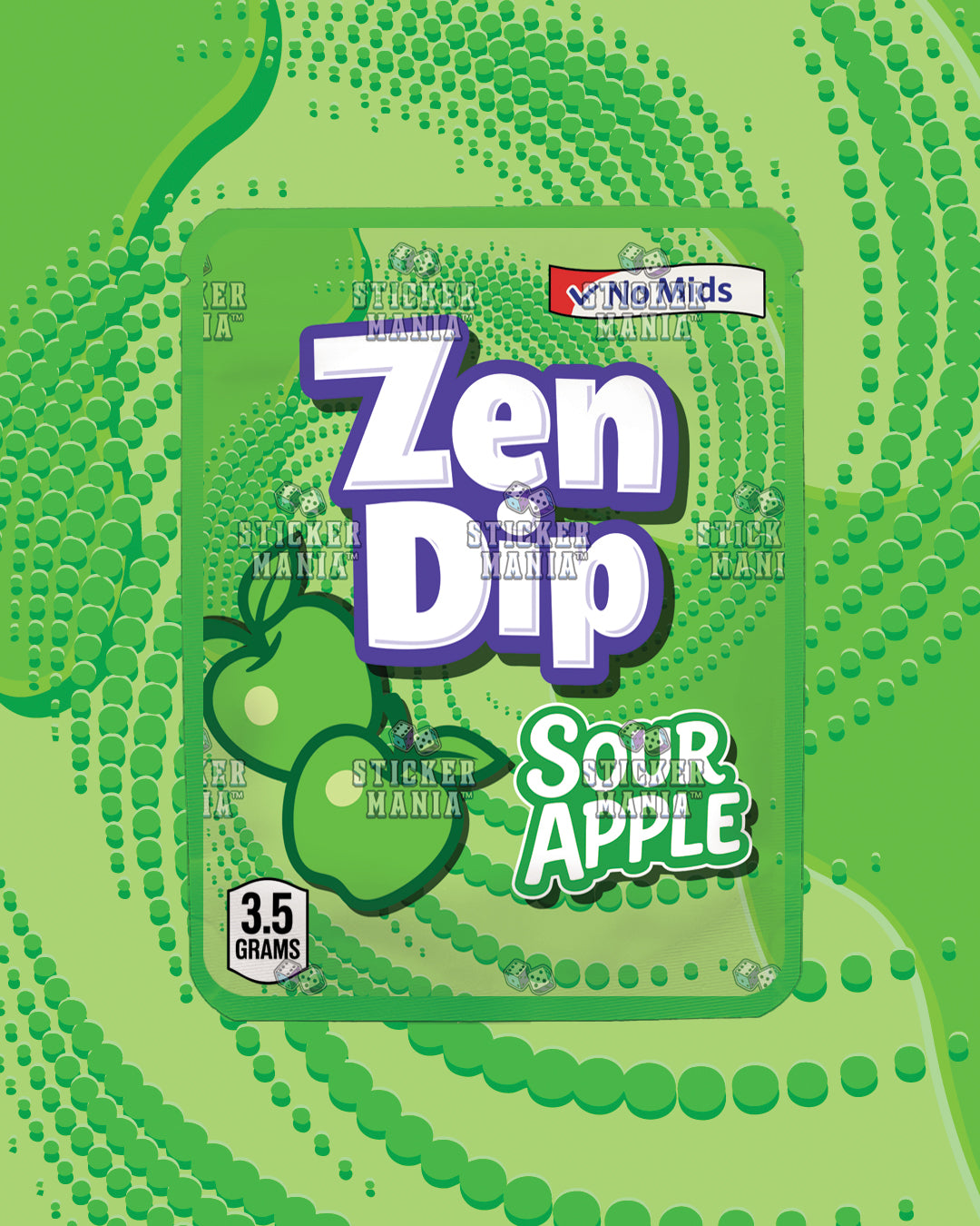 Zen Dip Sour Apple | Pre-Made Sticker Bag | 3.5g