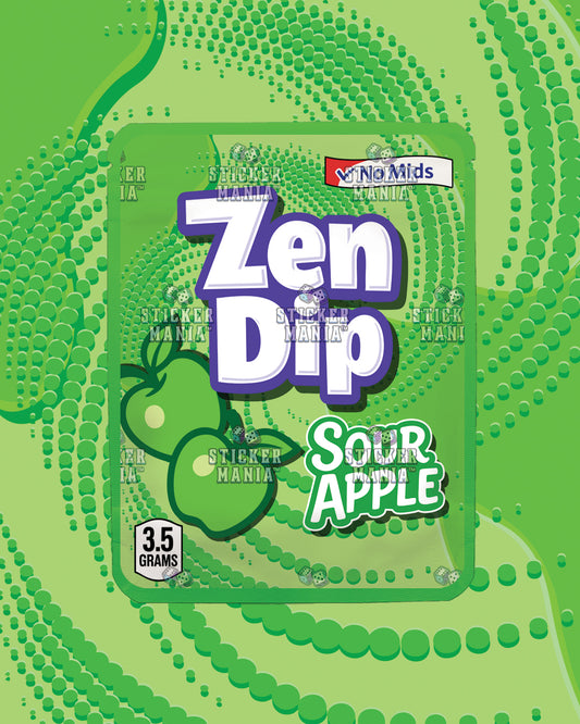 Zen Dip Sour Apple | Pre-Made Sticker Bag | 3.5g
