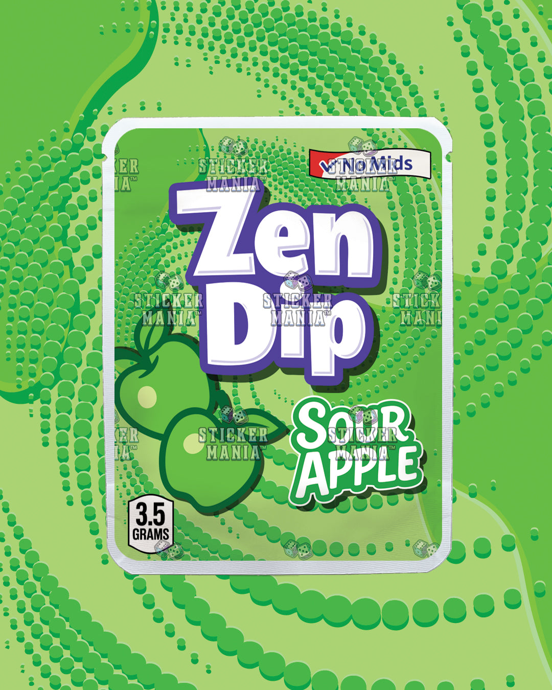 Zen Dip Sour Apple | Pre-Made Sticker Bag | 3.5g