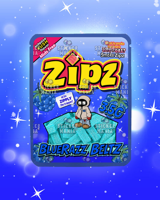 Zipz Blue Razz Beltz | Pre-Made Sticker Bag | 3.5g