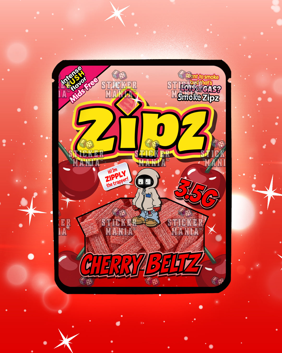 Zipz Cherry Beltz | Pre-Made Sticker Bag | 3.5g