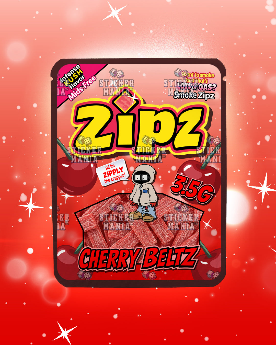Zipz Cherry Beltz | Pre-Made Sticker Bag | 3.5g