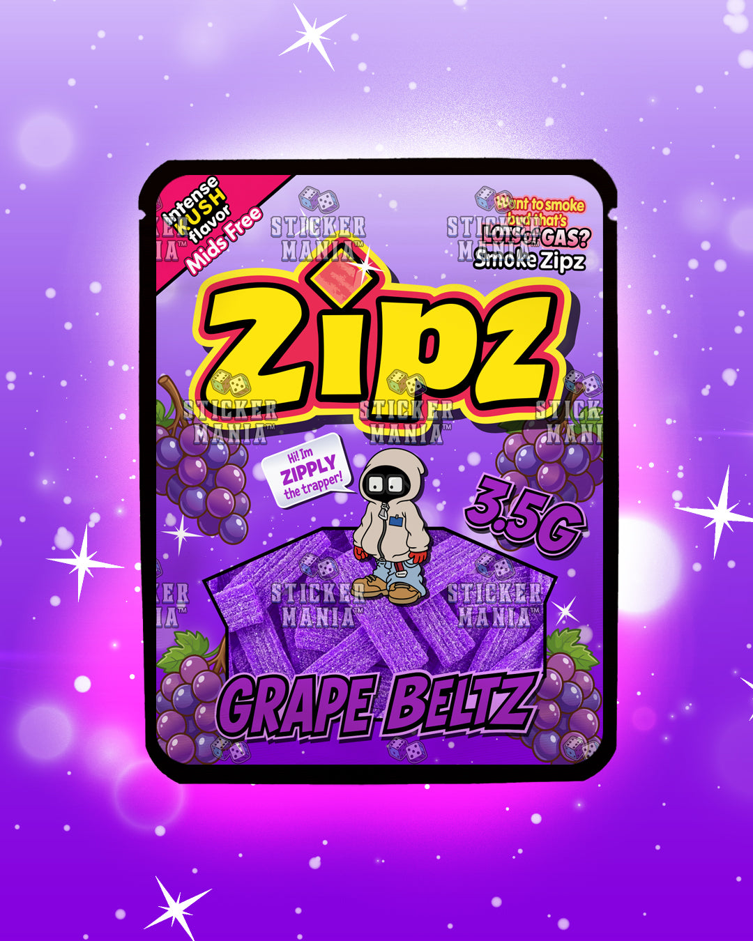 Zipz Grape Beltz | Pre-Made Sticker Bag | 3.5g