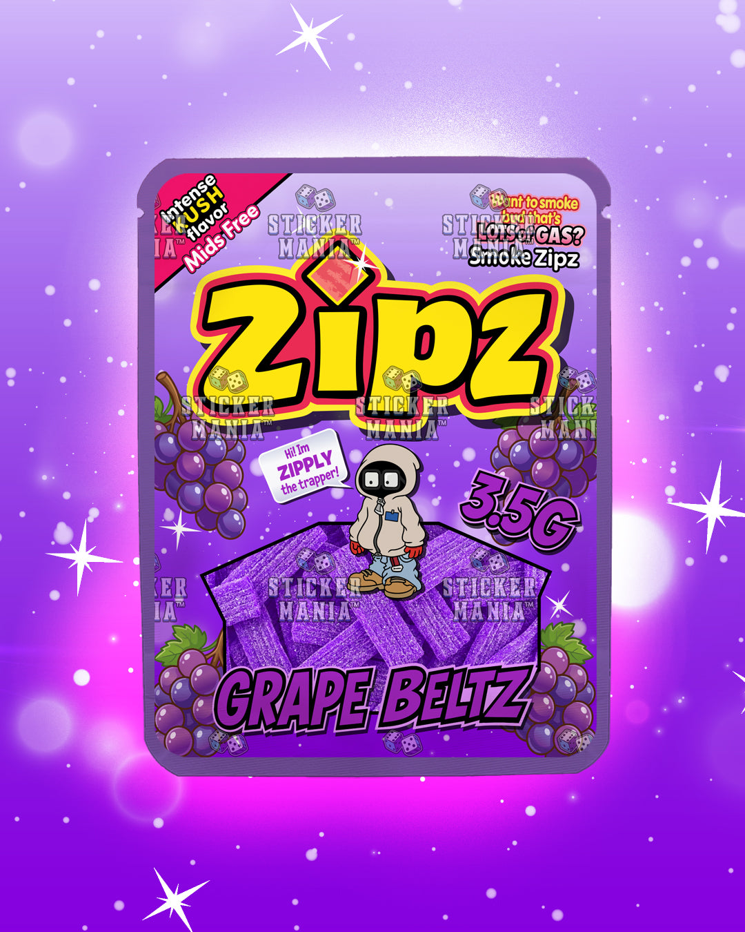Zipz Grape Beltz | Pre-Made Sticker Bag | 3.5g