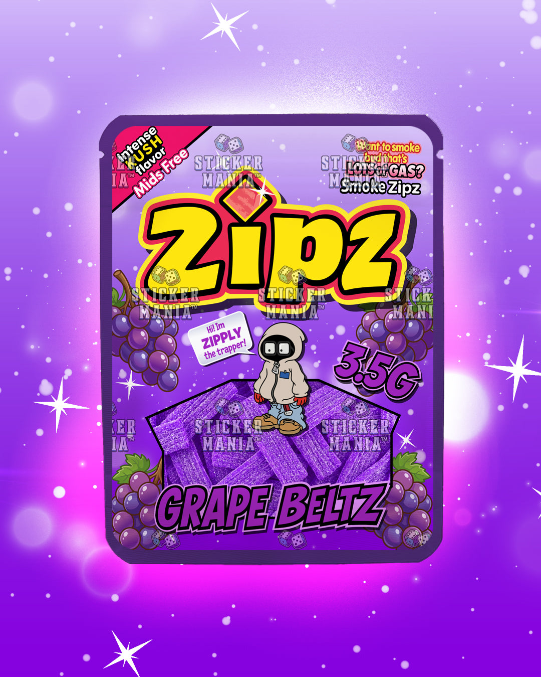 Zipz Grape Beltz | Pre-Made Sticker Bag | 3.5g