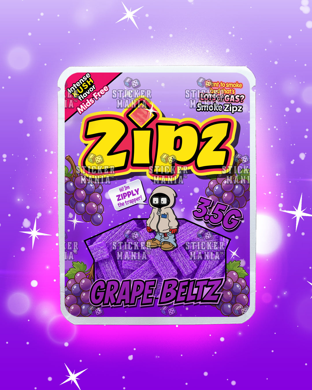Zipz Grape Beltz | Pre-Made Sticker Bag | 3.5g