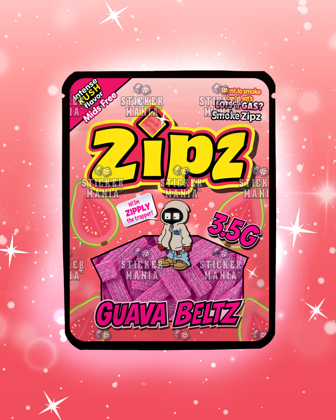 Zipz Guava Beltz | Pre-Made Sticker Bag | 3.5g
