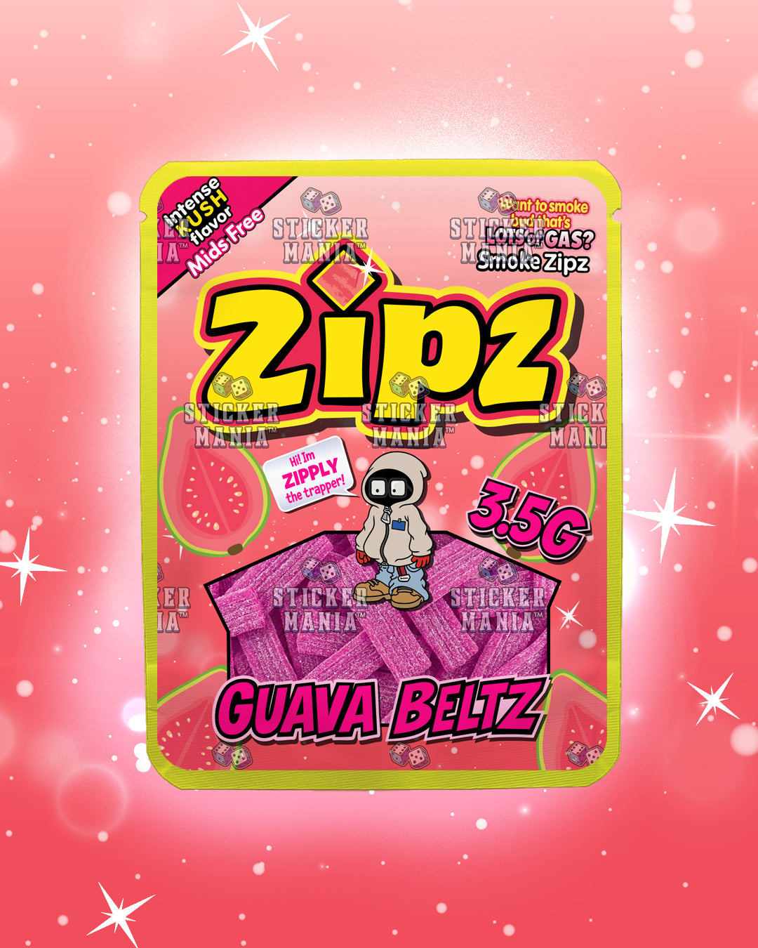 Zipz Guava Beltz | Pre-Made Sticker Bag | 3.5g