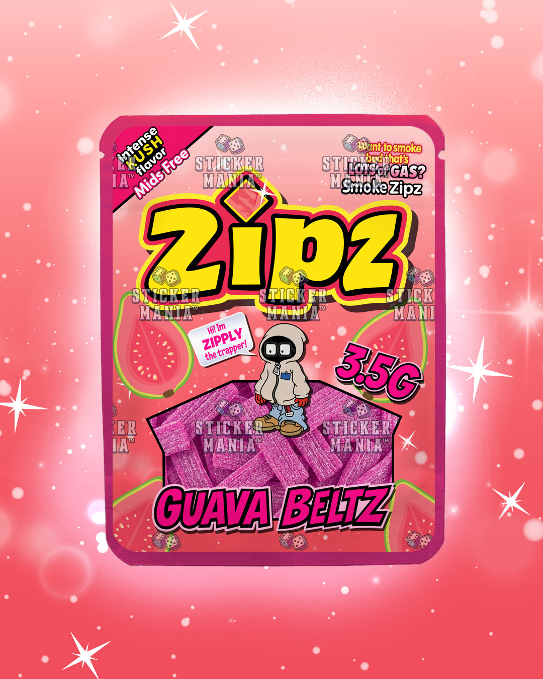 Zipz Guava Beltz | Pre-Made Sticker Bag | 3.5g